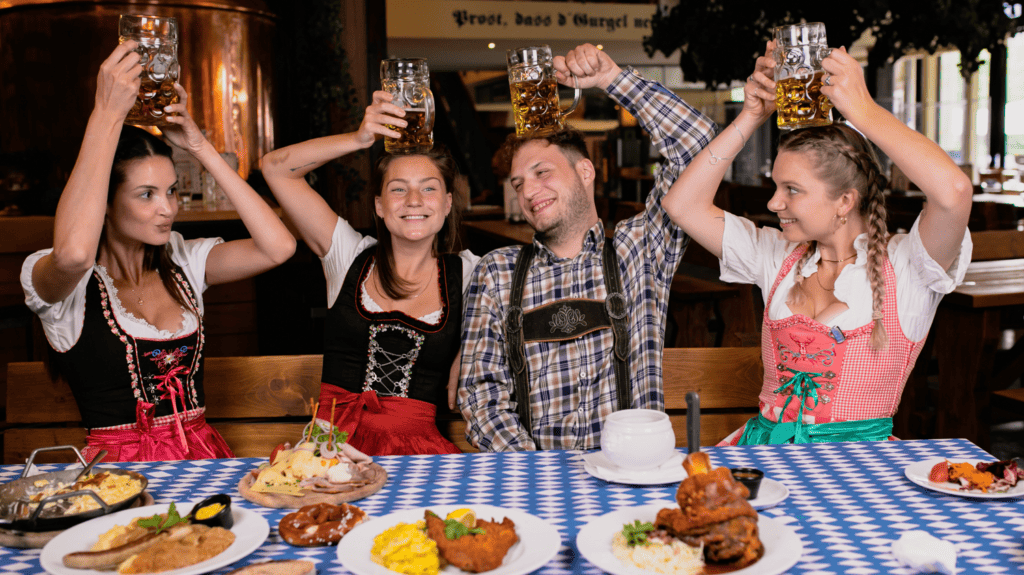 Moving to Germany from USA: People celebrating traditional Oktoberfest in Munich