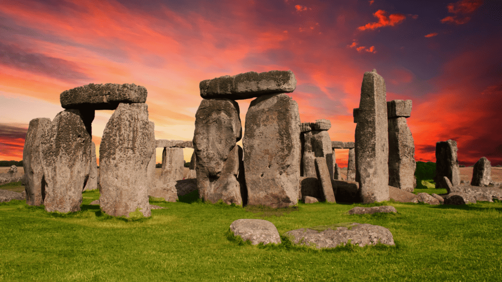 Stonehenge in the United Kingdom at Sunset